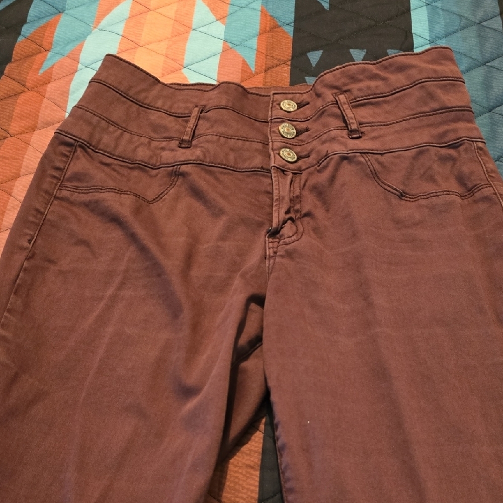Rewash Retro High Rise Pants in Deep Brown